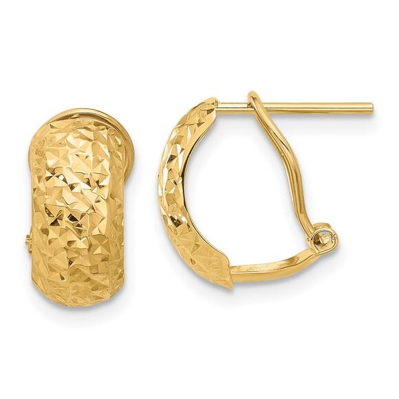 Kazi Luxury 14k Yellow Gold Polished and Diamond-cut Omega Back Earrings